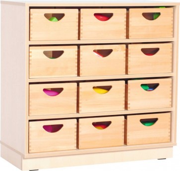 Meuble 12 casiers bois - sur socle
