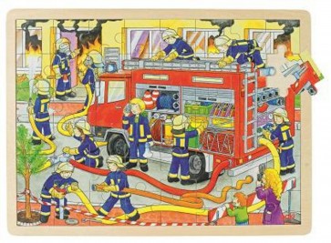 Puzzle bois 48 pièces  Les pompiers