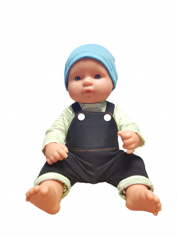 Salopette et bonnet - Vêtements poupons 32 cm DLSD