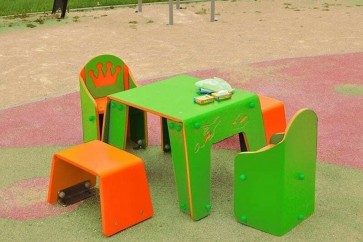 table, chaises, tabouret, extérieur, dessin, ardoise