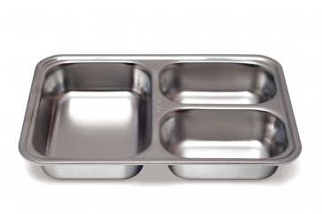 lot de 12 Plateaux Inox 3 compartiments 