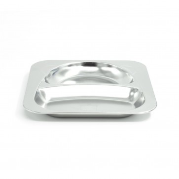 Plateau inox 2 compartiments à oreilles 