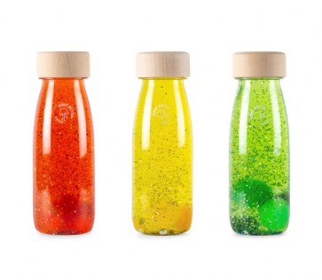 Bouteilles sensorielles magiques Couleurs Crépuscule : Orange, jaune, vert