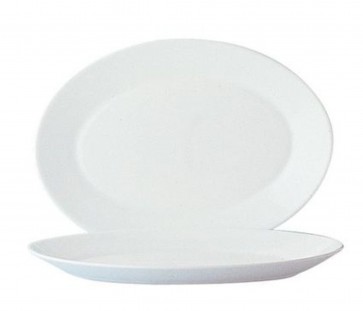PLATS Assiettes ovales 29cm verre trempé blanc - Lot de 6