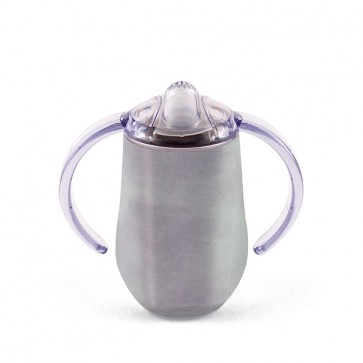 Tasse inox à poignées avec couvercle