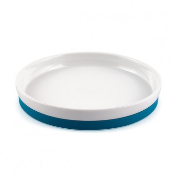 Assiette  porcelaine diam.18,8 cm base antidérapante bleu ou orange