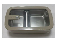 	 Plateau inox 2 compartiments à couvercle en verre