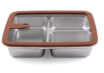 	 Plateau inox 4 compartiments à couvercle en verre