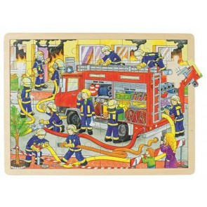 Puzzle bois 48 pièces  Les pompiers