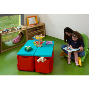 kit boxi quatro 3 bleu et rouge rangement creche
