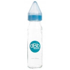 Biberon verre 240ml régul'air tétine silicone bleu translucide image