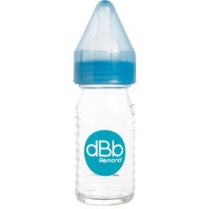 Biberon verre 110ml régul'air tétine silicone bleu trnaslucide image