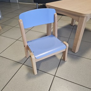 Chaise empilable bois massif TC - bleu seconde main