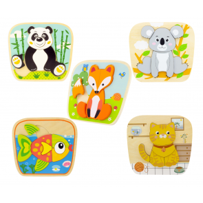 Offre féérique : 5 Puzzles relief animaux 