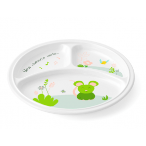 Assiette 3 compartiments Souris verte