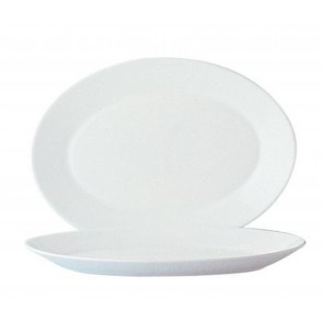 PLATS Assiettes ovales 29cm verre trempé blanc - Lot de 6