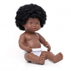 Poupée fille noire trisomique