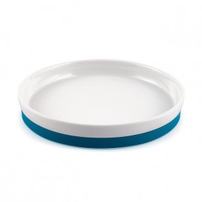 Assiette  porcelaine diam.18,8 cm base antidérapante bleu ou orange
