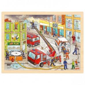 Puzzle bois 96 pièces Pompiers
