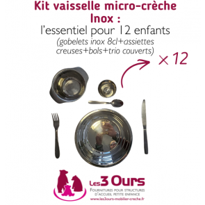 Kit Vaisselle micro creche en Inox avec assiette