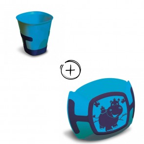 LOT : Gobelet + assiette antidérapants  bleu DLSD