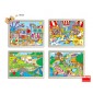 Puzzles bois 24p - les loisirs - set de 4