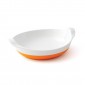Assiette mélamine blanche  base antidérapante orange