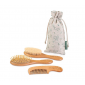 Ensemble coiffure enfant en bois comprenant 2 brosses et un peigne