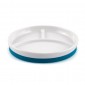 Assiette  porcelaine 3 compartiments  diam.18,8 cm base antidérapante bleu ou orange