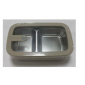 Plateau inox 2 compartiments à couvercle en verre